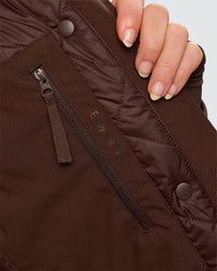 Woman wearing Auxiliary 2.0 Longline Jacket - Hot Chocolate | Model:Issy | Size:XS | Thumbnail Index: 6