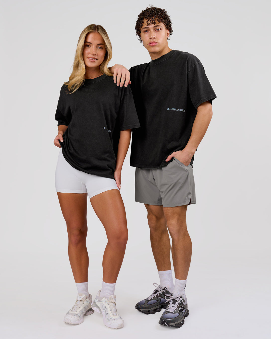 Woman wearing Backline Washed Heavyweight Oversized Tee - Black Washed | Model:Issy | Size:XS - view 13