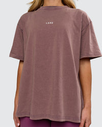 Woman wearing Go-To FLXCotton Oversized Tee - Cocoa Powder Washed-White | Model:Issy | Size:XS | Thumbnail Index: 1