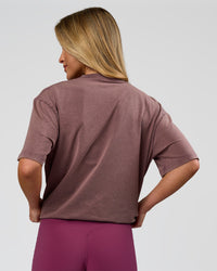 Woman wearing Go-To FLXCotton Oversized Tee - Cocoa Powder Washed-White | Model:Issy | Size:XS | Thumbnail Index: 2