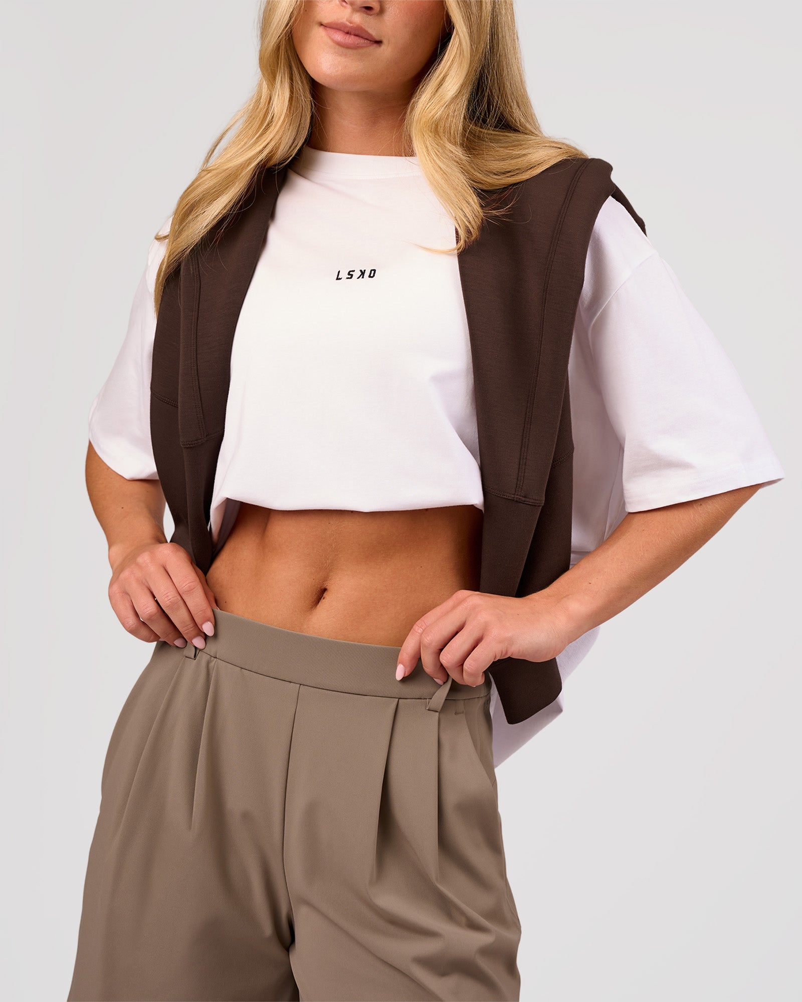 Go-To FLXCotton Oversized Tee - White-Black | LSKD – LSKD US