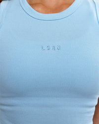 Woman wearing Go-To FLXCotton Rib High Neck Tank - Open Air | Model:Issy | Size:XS | Thumbnail Index: 8