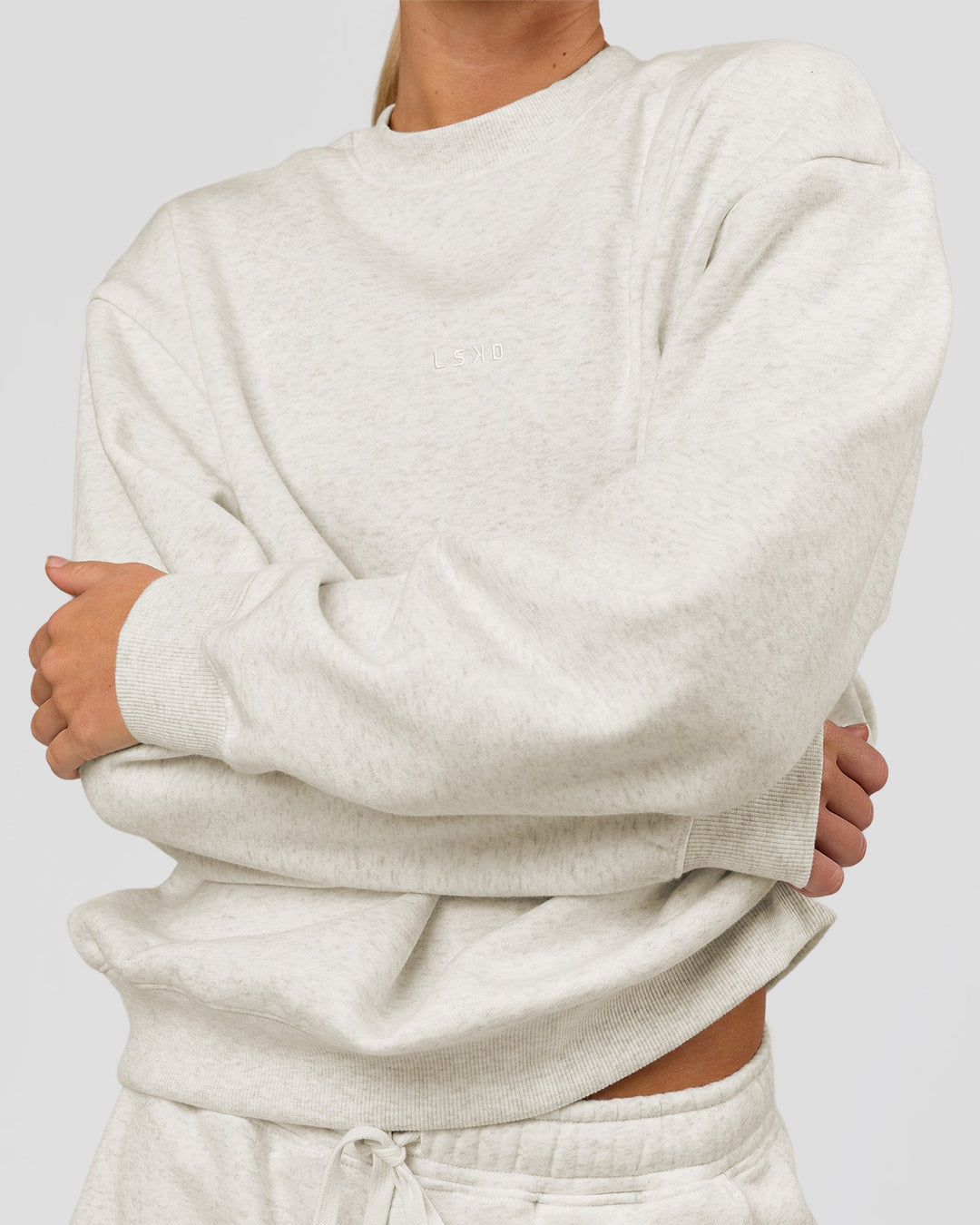 Woman wearing Go-To Oversized Sweater - Silver Marl | Model:Issy | Size:XS - view 8