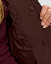 Woman wearing Go-To Puffer Vest - Hot Chocolate | Model:Issy | Size:XS | Thumbnail Index: 4