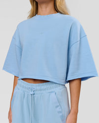 Woman wearing Go-To Terry Oversized Tee - Open Air | Model:Issy | Size:XS | Thumbnail Index: 1