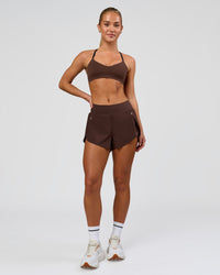Woman wearing Infinity Sports Bra - Hot Chocolate | Model:Issy | Size:XS | Thumbnail Index: 3