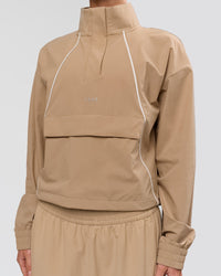 Woman wearing Pop Over Jacket - Warm Smoke | Model:Issy | Size:XS | Thumbnail Index: 1