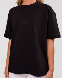 Woman wearing Progression Super Heavyweight Boxed Tee - Black-Black | Model:Issy | Size:XS | Thumbnail Index: 2