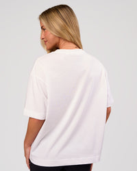 Woman wearing Progression Super Heavyweight Boxed Tee - White-Black | Model:Issy | Size:XS | Thumbnail Index: 6
