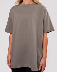 Woman wearing Shadow Mark Heavyweight Oversized Tee - Storm Front-Onyx | Model:Issy | Size:XS | Thumbnail Index: 4