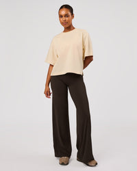 Woman wearing AfterDark ZeroCrease Cropped Tee - Vanilla Bean | Model:Jordan | Size:XS | Thumbnail Index: 6
