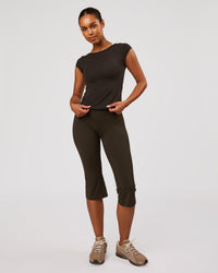 Woman wearing Boatneck FLXCotton Baby Tee - Ground Coffee | Model:Jordan | Size:XS | Thumbnail Index: 6