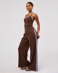 Woman wearing Flow Rep Scoop Neck Tank - Hot Chocolate-White | Model:Jordan | Size:XS | Thumbnail Index: 4