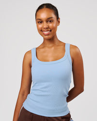 Woman wearing Go-To FLXCotton Rib Scoop Tank - Open Air | Model:Jordan | Size:XS | Thumbnail Index: 0