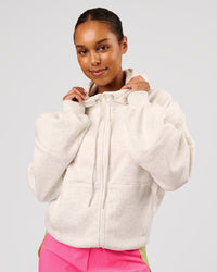 Woman wearing Love The Process Zip Through Hoodie - Silver Marl | Model:Jordan | Size:XS | Thumbnail Index: 1