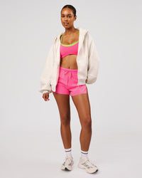 Woman wearing Love The Process Zip Through Hoodie - Silver Marl | Model:Jordan | Size:XS | Thumbnail Index: 4