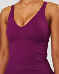 Woman wearing Vitality Active Tank - Plum Caspia | Model:Jordan | Size:XS | Thumbnail Index: 2