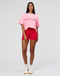 Woman wearing Inline Heavyweight FLXCotton Oversized Tee - Pink Rose-Flame | Model:Rhiley | Size:XS | Thumbnail Index: 11