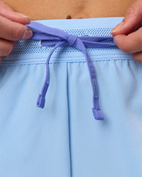 Woman wearing Accelerate 3" High-Rise Running Short - Bluebell-Open Air | Model:Taneisha | Size:XS | Thumbnail Index: 9