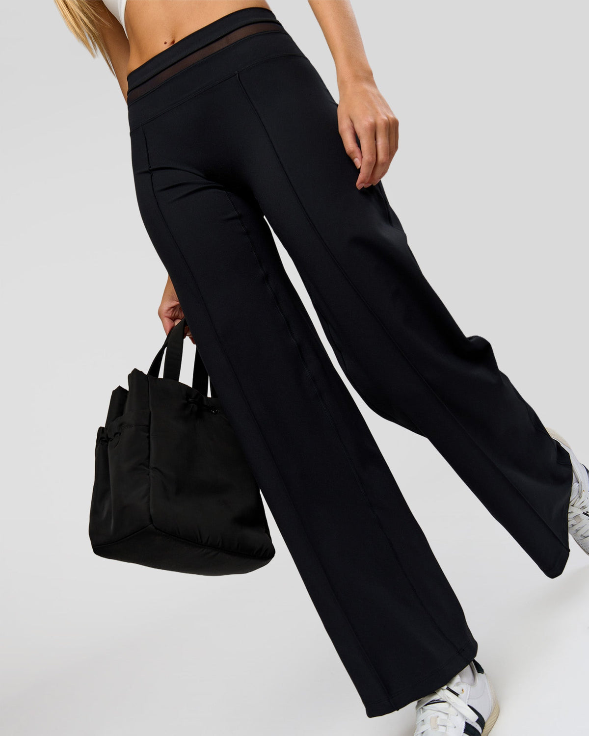 Woman wearing Dare Wide Leg Pant - Black | Model:Taneisha | Size:XS - view 2
