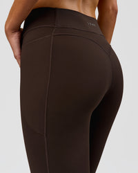 Woman wearing Deep V-Contour High-Rise Flared Capri - Ground Coffee | Model:Taneisha | Size:XS | Thumbnail Index: 3