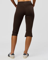 Woman wearing Deep V-Contour High-Rise Flared Capri - Ground Coffee | Model:Taneisha | Size:XS | Thumbnail Index: 7