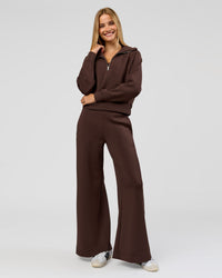 Woman wearing Elevate SoftTouch 1/2 Zip Sweater - Hot Chocolate | Model:Taneisha | Size:XS | Thumbnail Index: 5