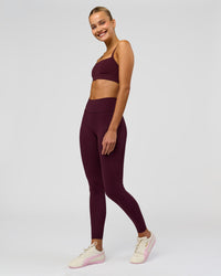 Woman wearing Fusion High-Rise Full Length Legging Pockets - Cherry Lacquer | Model:Taneisha | Size:XS | Thumbnail Index: 0