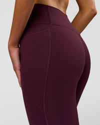 Woman wearing Fusion High-Rise Full Length Legging Pockets - Cherry Lacquer | Model:Taneisha | Size:XS | Thumbnail Index: 5