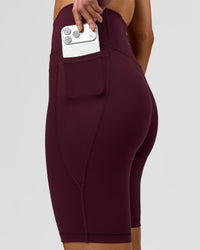 Woman wearing Fusion Ultra High-Rise 9" Short Pockets - Cherry Lacquer | Model:Taneisha | Size:XS | Thumbnail Index: 5