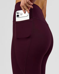 Woman wearing Fusion V-Contour Ultra High-Rise Full Length Legging Pockets - Cherry Lacquer | Model:Taneisha | Size:XS | Thumbnail Index: 6