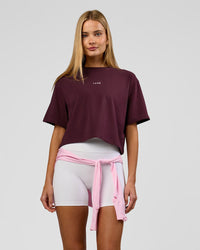 Woman wearing Go-To Heavyweight FlxCotton Skimmer Tee - Cherry Lacquer-White | Model:Taneisha | Size:XS | Thumbnail Index: 4