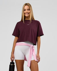 Woman wearing Go-To Heavyweight FlxCotton Skimmer Tee - Cherry Lacquer-White | Model:Taneisha | Size:XS | Thumbnail Index: 6