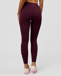 Woman wearing Rep Ultra High-Rise Full Length Legging Pockets - Cherry Lacquer-White | Model:Taneisha | Size:XS | Thumbnail Index: 1