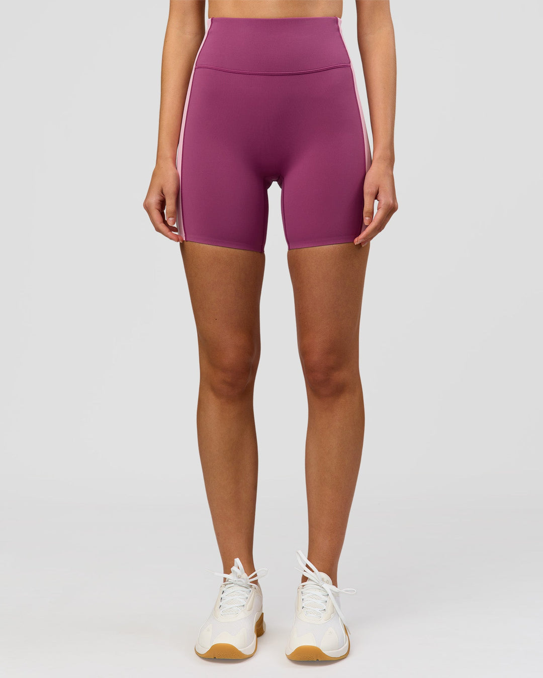 Woman wearing Revitalise Ultra High-Rise 6" Short - Boysenberry-Pink Rose | Model:Taneisha | Size:XS - view 6