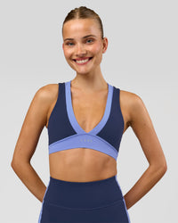 Woman wearing Stamina Layered Sports Bra - Future Navy-Bluebell | Model:Taneisha | Size:XS | Thumbnail Index: 3