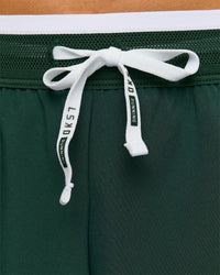 Woman wearing Trackline Accelerate 3" High-Rise Running Short - Midnight Green-White | Model:Taneisha | Size:XS | Thumbnail Index: 10