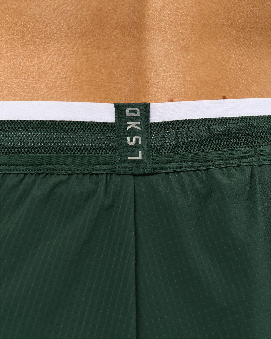 Woman wearing Trackline Accelerate 3" High-Rise Running Short - Midnight Green-White | Model:Taneisha | Size:XS - view 14
