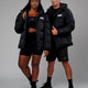 Unisex Roasted Puffer Jacket Oversize 23 - Black