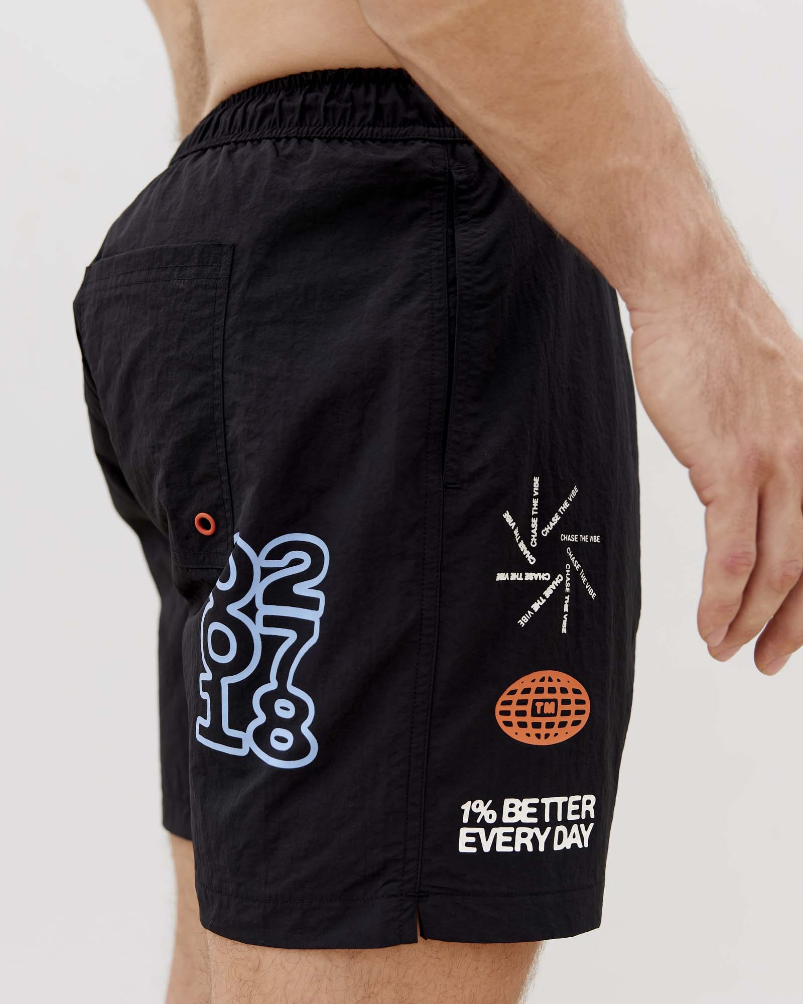 Man wearing Millennium 7" Shorts - Black