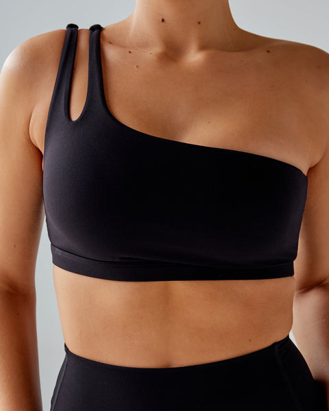 In Alignment Ribbed Black Sports Bra – Pink Lily