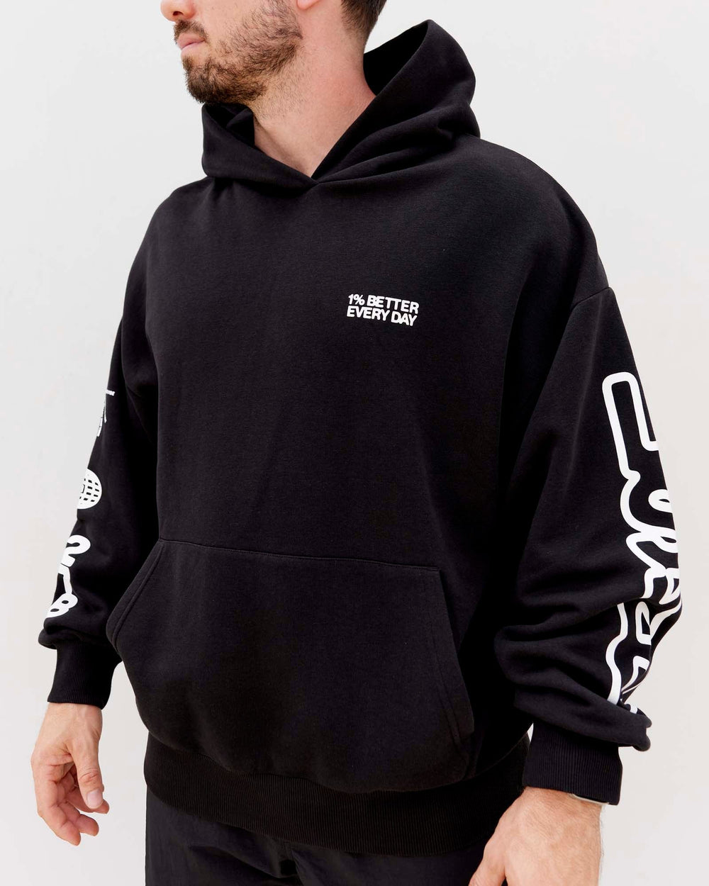 Unisex Millennium Hoodie Oversize - Black-Off White