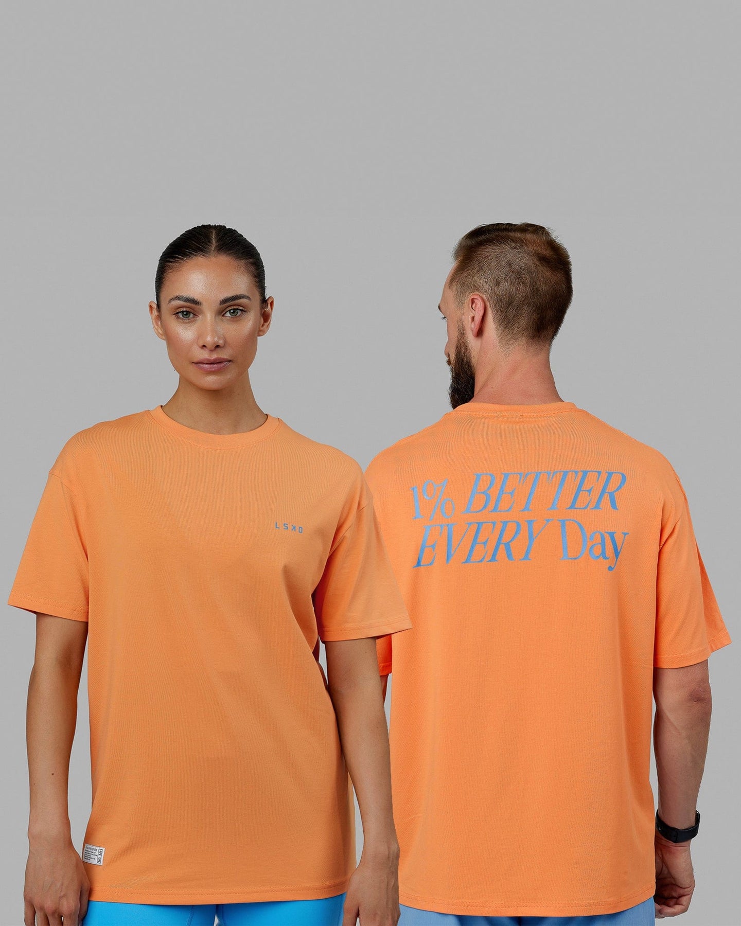 Unisex VS6 FLXCotton Tee Oversize - Tangerine-Azure Blue | LSKD