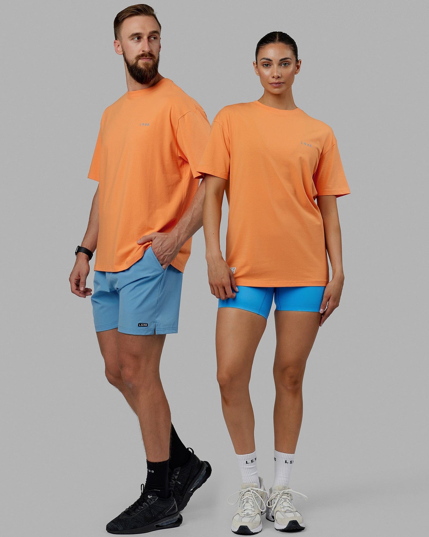 Unisex VS6 FLXCotton Tee Oversize - Tangerine-Azure Blue | LSKD