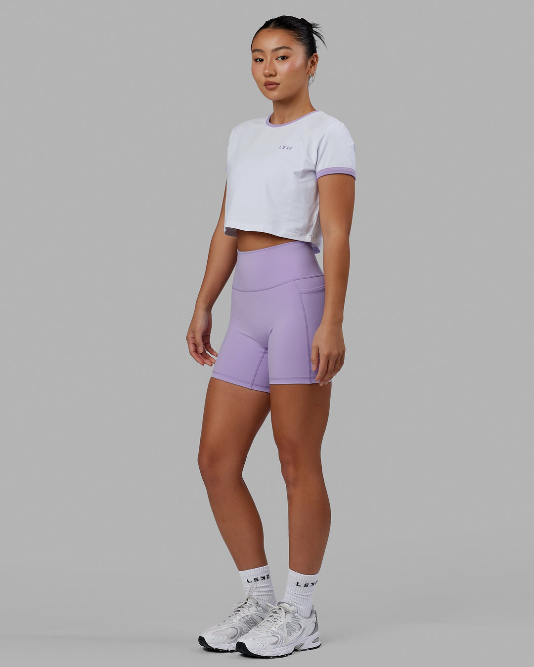 Excel Ringer Tee - White-Pale Lilac