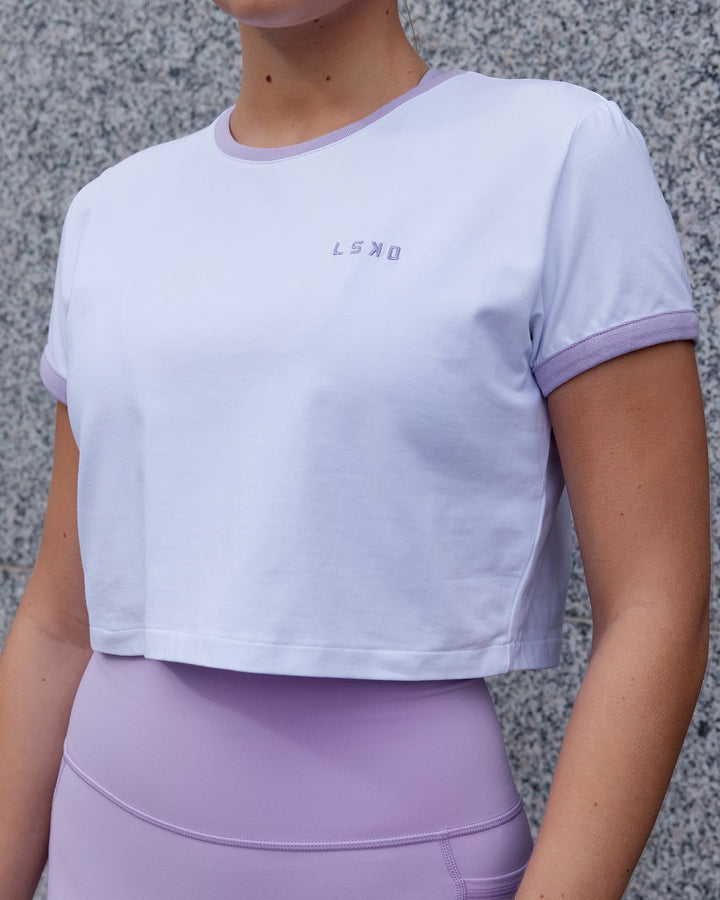 Excel Ringer Tee - White-Pale Lilac