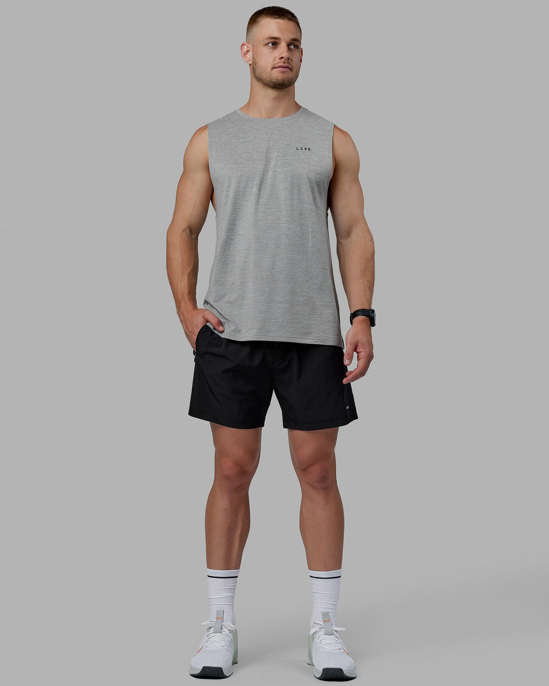 Man wearing Rep 5&quot; Lined Performance Short - Black