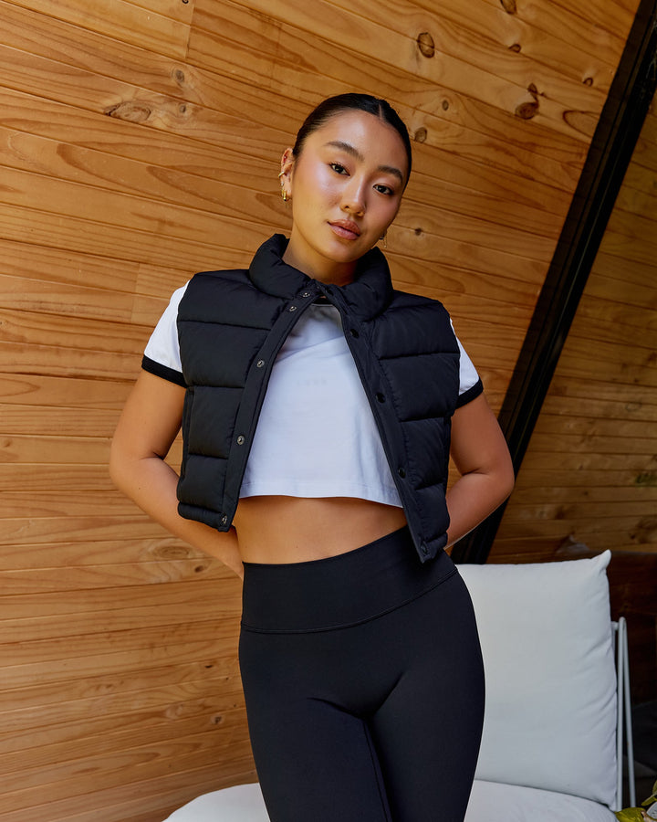Layer Up Cropped Vest - Black