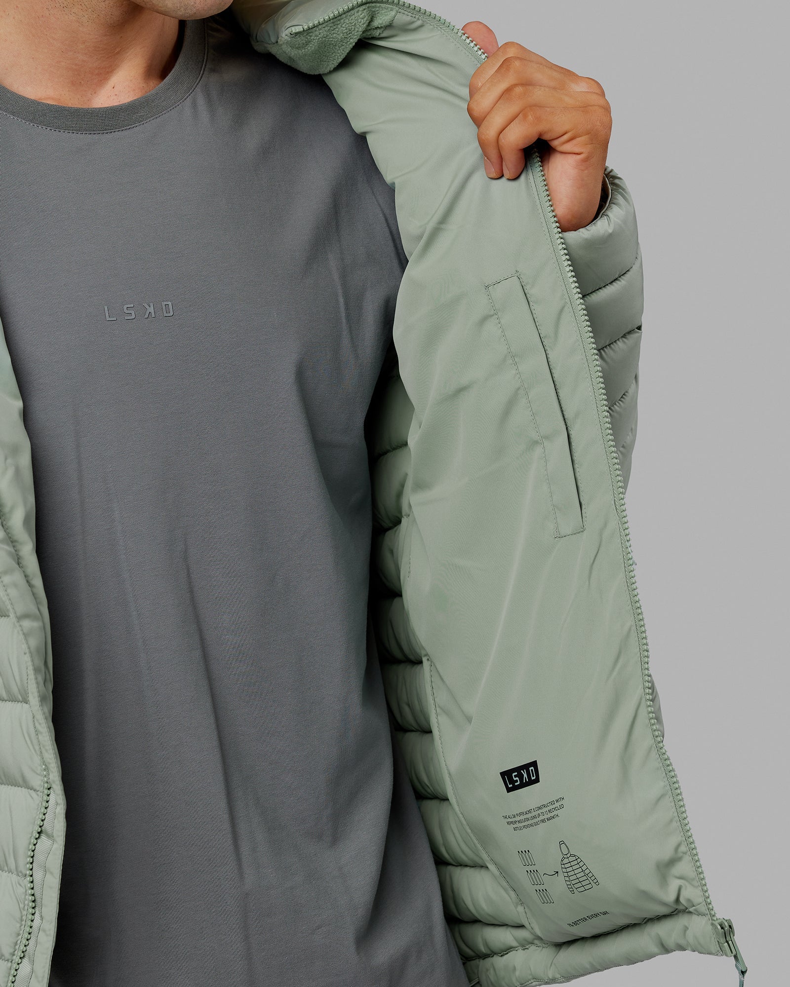 Mens All Day Puffer Jacket - Iceberg Green | LSKD – LSKD US