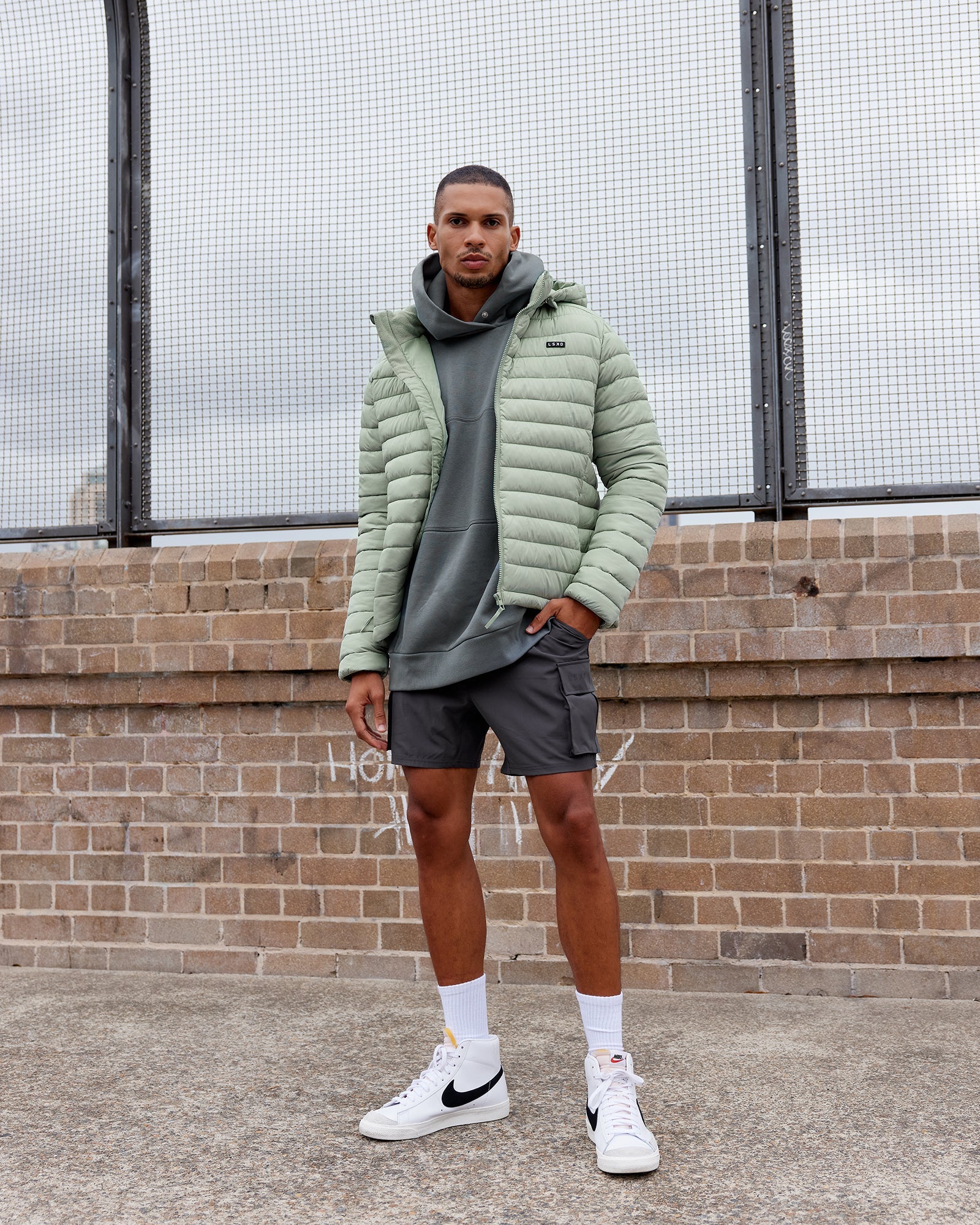 Green nike sale puffer jacket